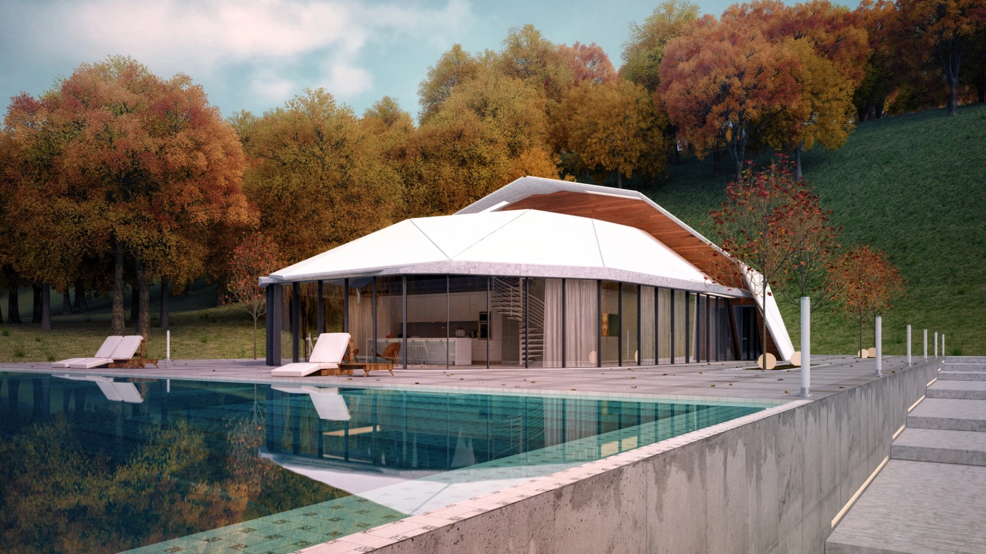 Shell House looks like a squat turtle with its shell-like roof