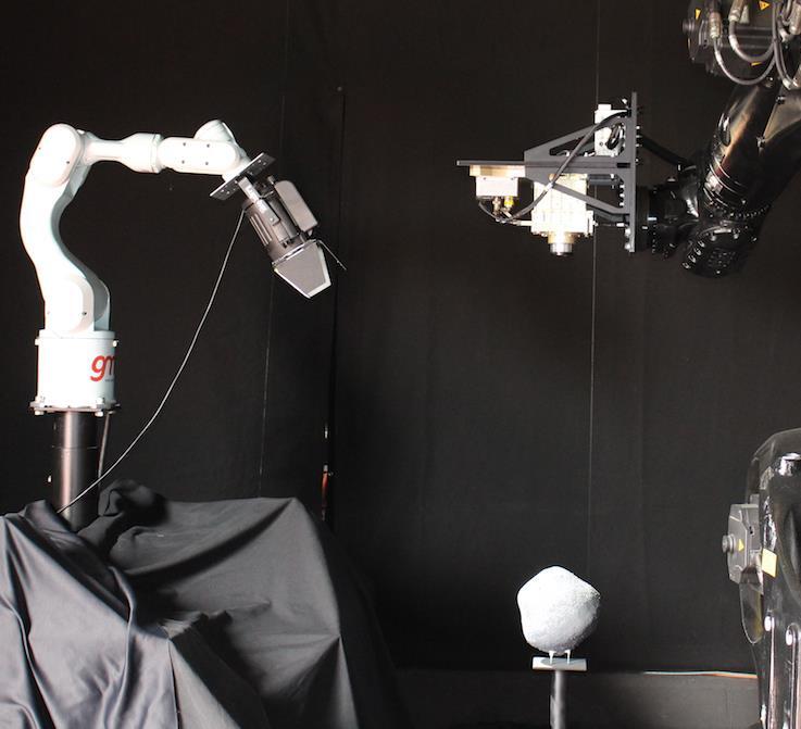 A second robot arm plus camera, seen to the left, captured details of the simulated descent