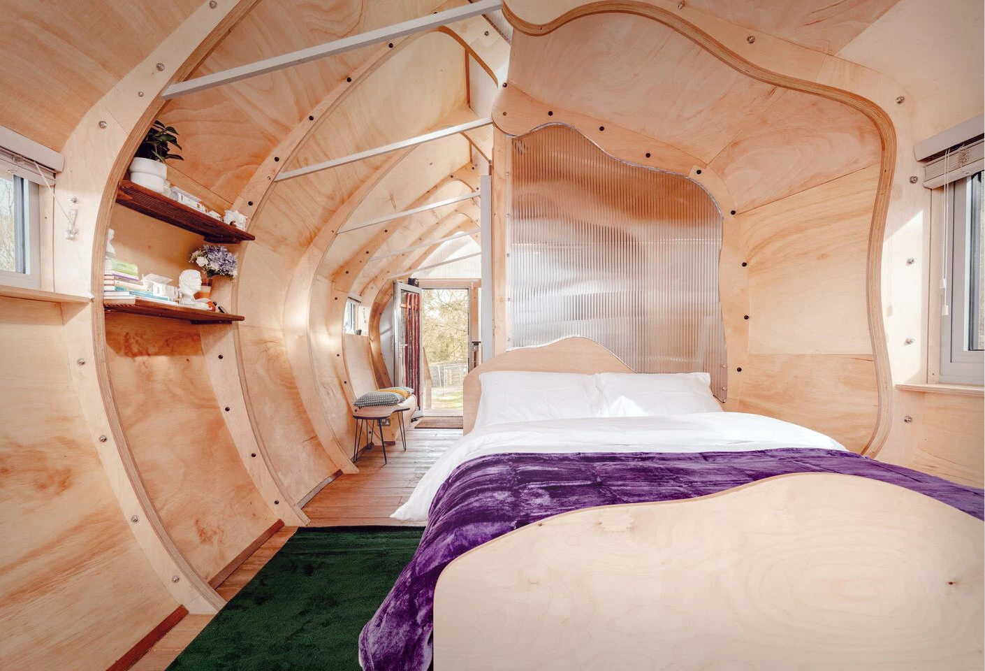 The Monocoque Cabin's interior measures roughly 23 sq m (almost 250 sq ft), and its layout can be altered to suit