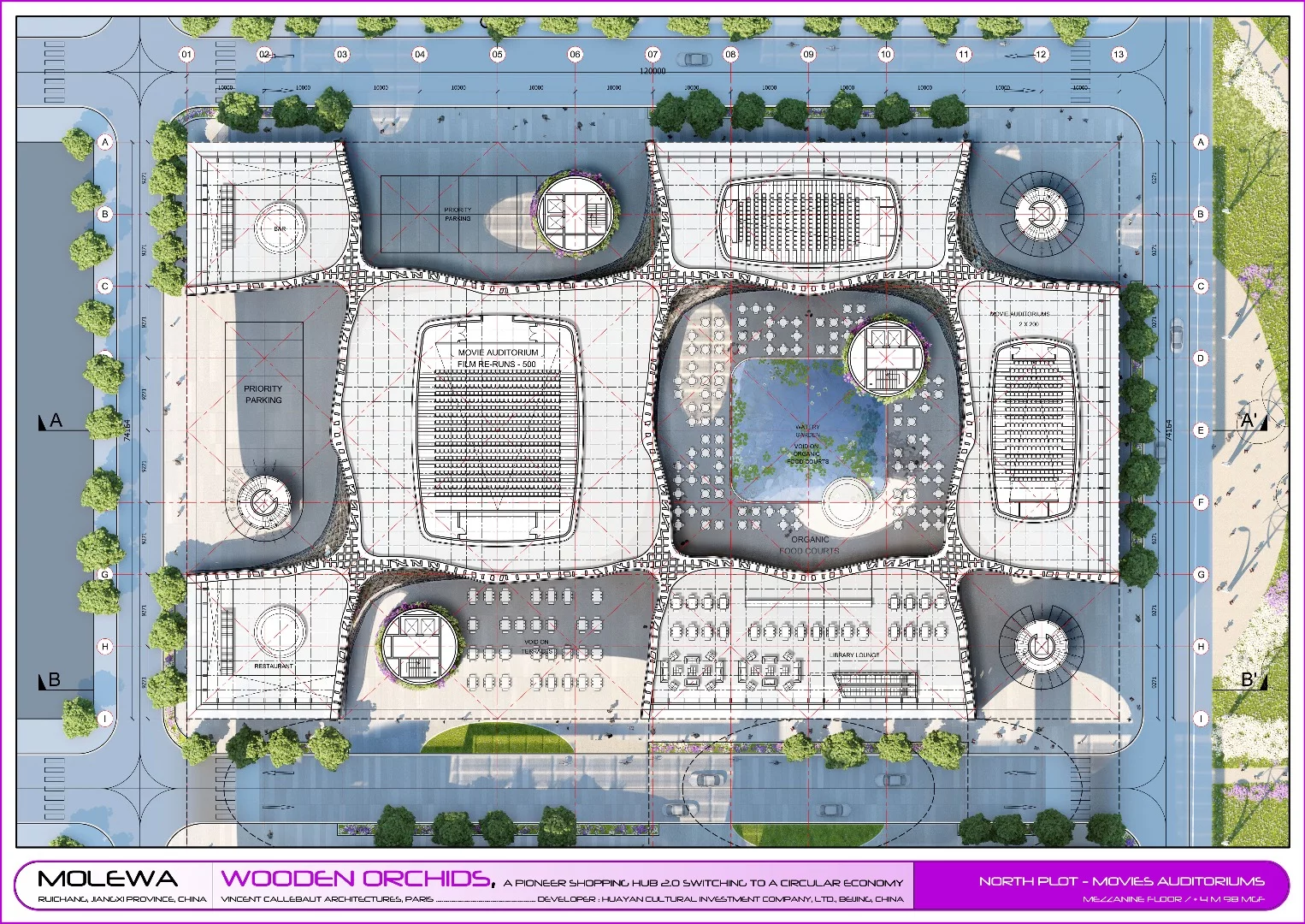 Located on a plot measuring a total of 20,000 sq m (215,278 sq ft), they measure a total usable floorspace of 30,000 sq m (322,917 sq ft)