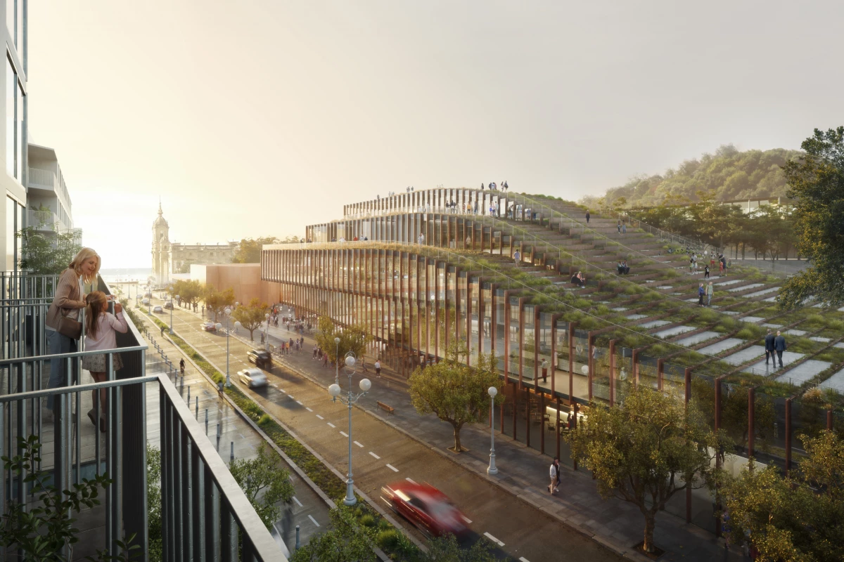 The Gastronomy Open Ecosystem is conceived as an extension of the surrounding landscape and invites visitors onto its roof