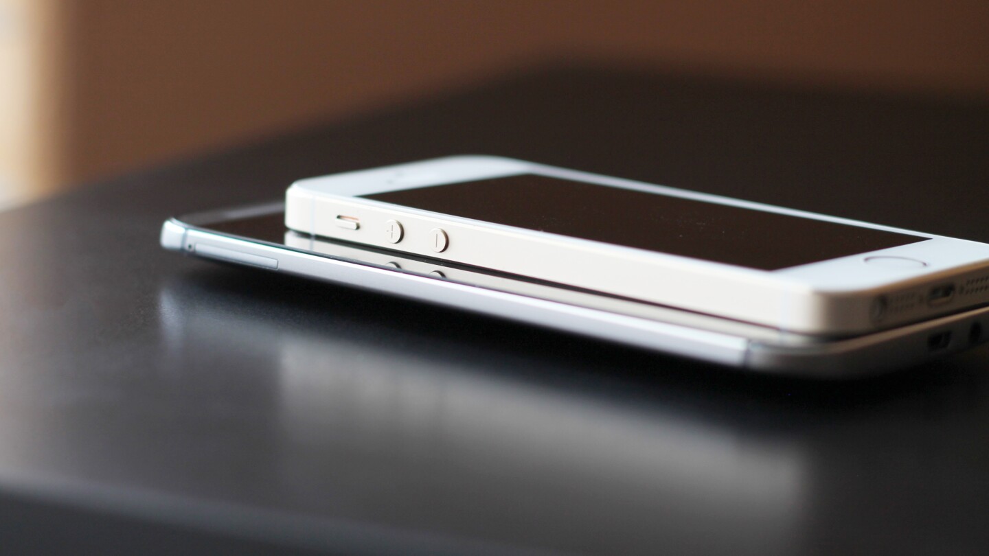 iPhone 5s on top of the HTC One M8
