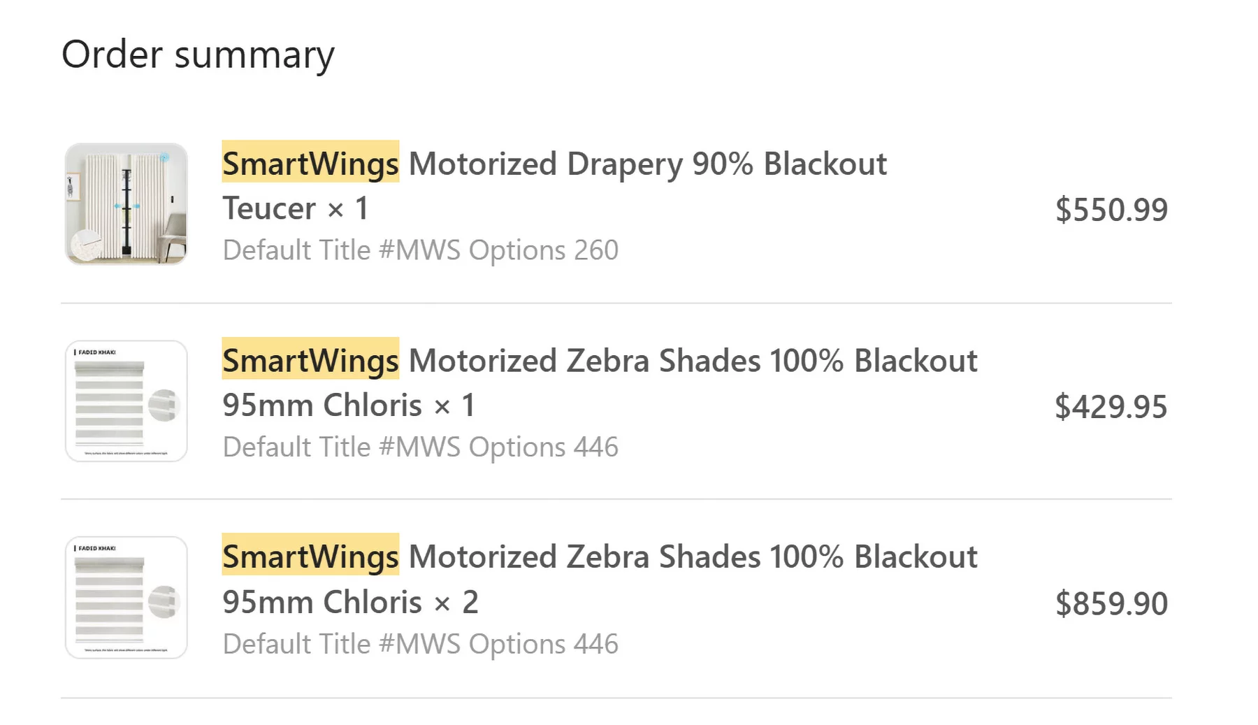 After making all my sizes and choices, the price ends up a bit higher than the $209.99 starting price, up to $429.95 per shade