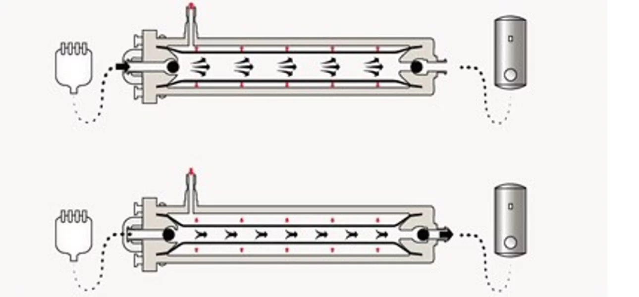 Milk is moved using pneumatic impeller pumps