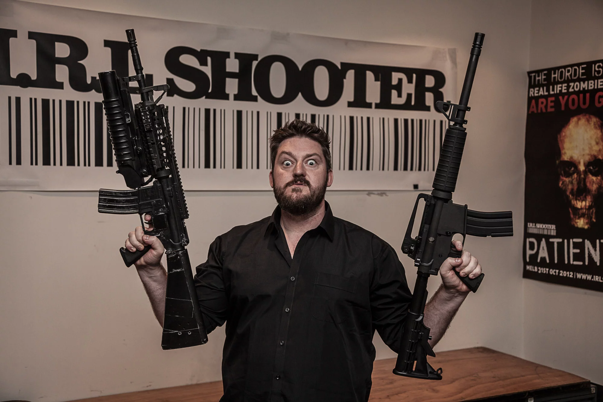 Left: Patient Zero's Mk. 1 weapon. Right: Mk. 2 weapon. Yes, my face always looks like that.