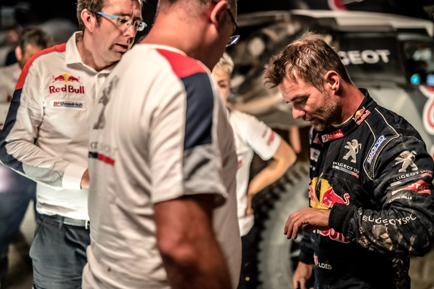 A flat-looking Sebastien Loeb after retiring from the Silk Way Rally