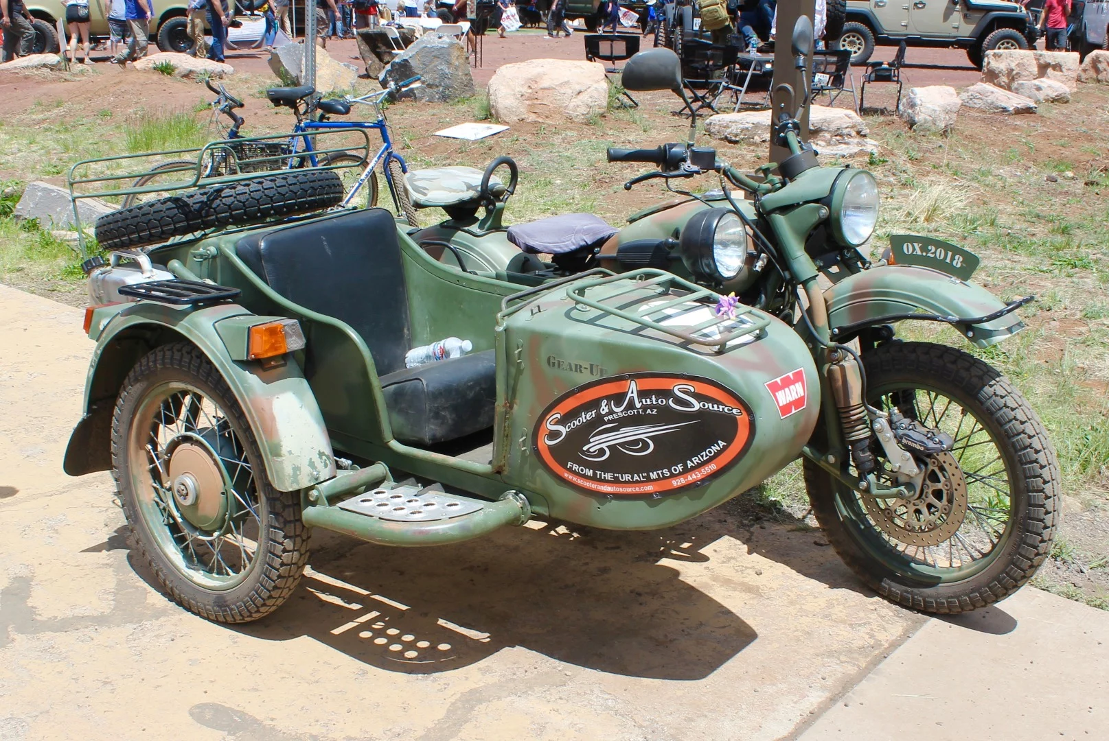 Motorcycles with sidecars are one of the fun common sights at Overland Expo