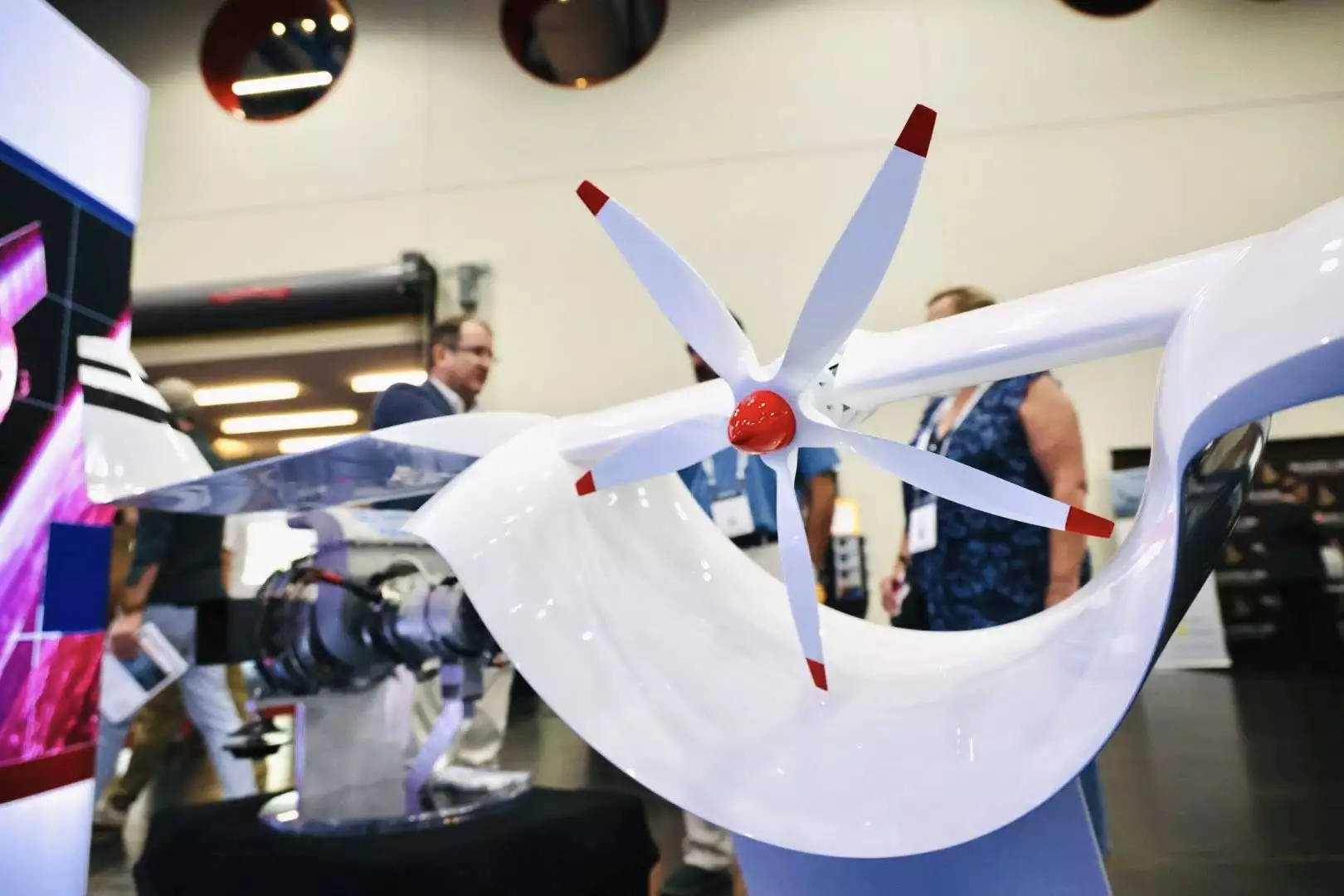 A closeup of the channel wing in a scale model