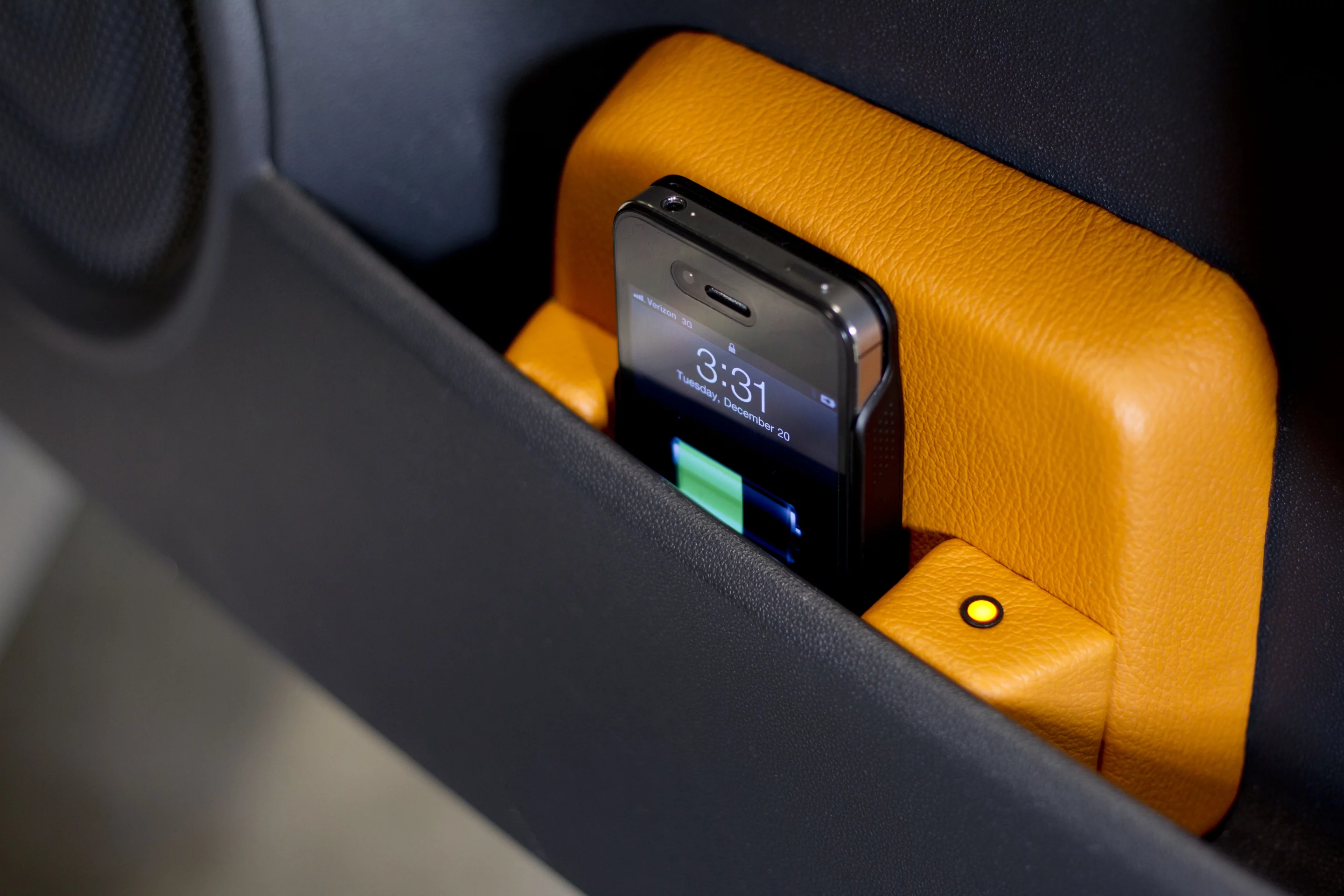 Fulton's CES booth has a mockup cockpit of a car that has its interior surfaces enabled for wireless power transfer