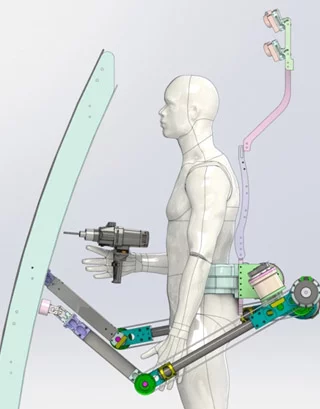 Artists conception of robotic limbs grasping a structure for stability