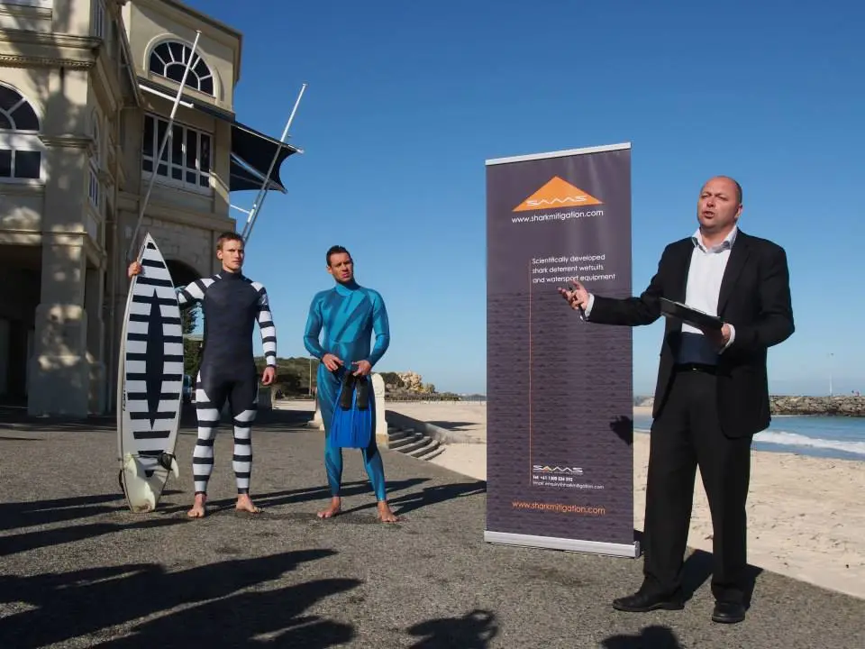 The wetsuits being introduced at a press conference