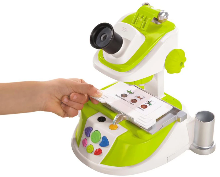 iTikes Microscope is a real working microscope with 3 focus adjustments 100x, 200x and 300x