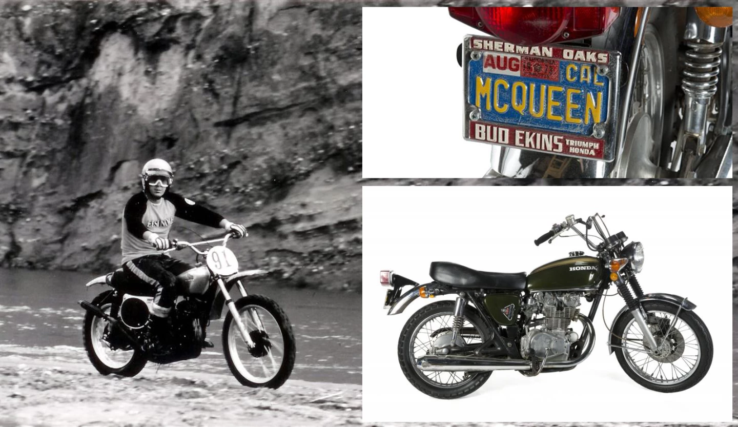 Honda Motor Company gave Steve a CB450 road bike for promotional purposes. The bike is actually mentioned in the superbly researched Matt Stone book McQueen's Motorcycles: Racing and Riding with the King of Cool and exceeded all expectations when it went to auction. The bike fetched $70,400 at a Juliens auction in 2017. Without McQueen's provenance, it would have fetched less than one hundredth of that price, yet with his ownership, it is one of the most expensive Japanese motorcycles ever sold at auction.