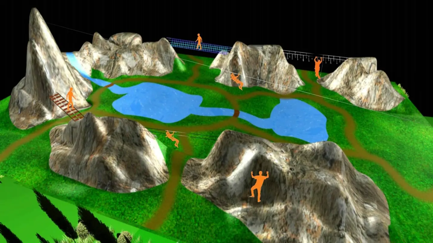 Rendering of Climb Up!-Kletterwelt's mountain adventure park concept