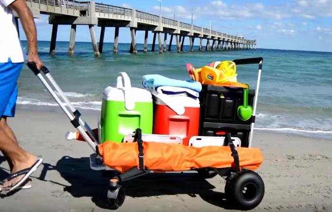 The large, rounded rear wheels of the beach kit give the Erovr extra float on soft ground