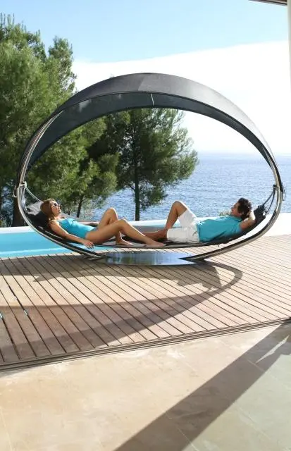 Surf is anchored on both ends, creating an appealing lounge for one or two people