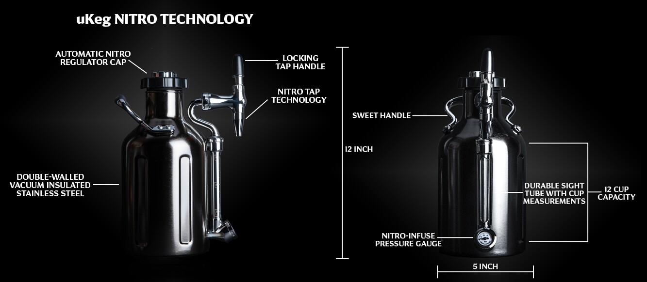 The uKeg Nitro is a pragmatically designed, yet still an attractive portable answer to your home-made, nitro-infused, cold-brew coffee needs