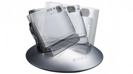 The Sony Party-shot works with your Cyber-shot camera to pan, tilt, and take pictures automatically