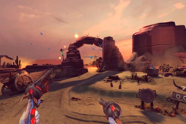 Screenshot from Dead and Buried, the first-person Western shooter VR game bundled with Oculus Touch