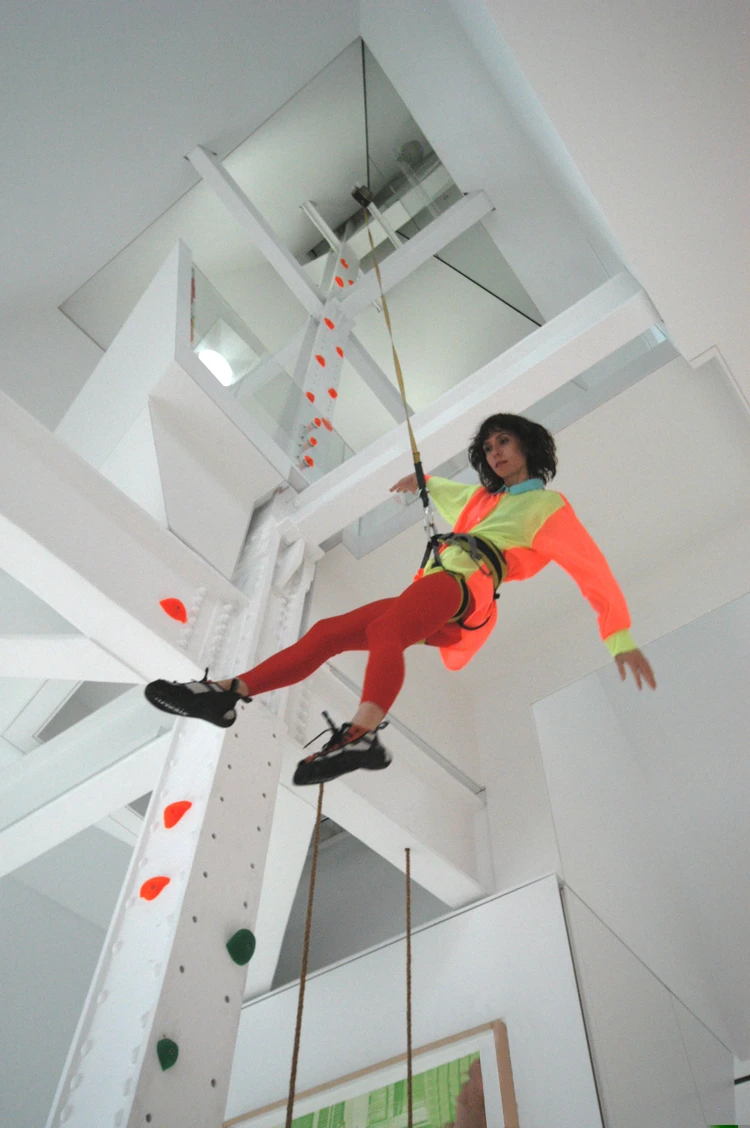 A resident enjoying the climbing column (Photo: David Hoston)
