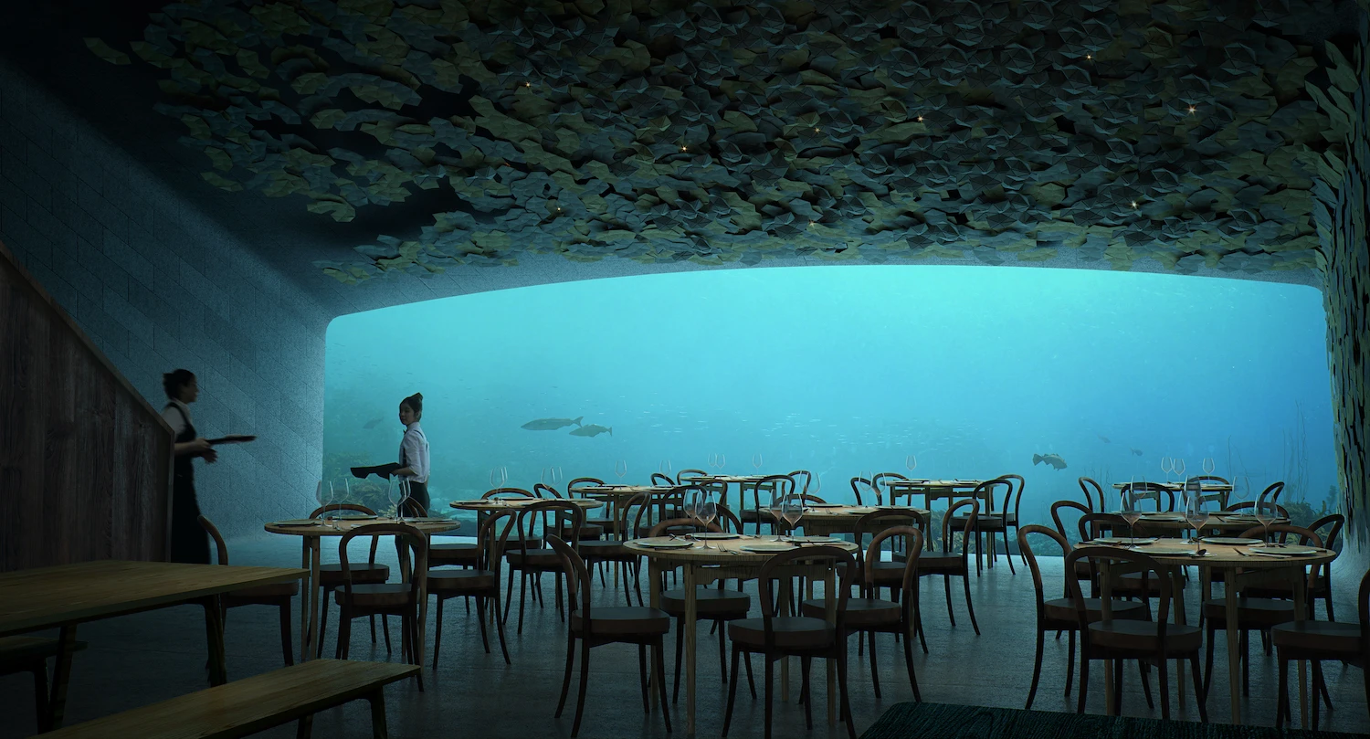 Under's dining area offers views of the sea bed