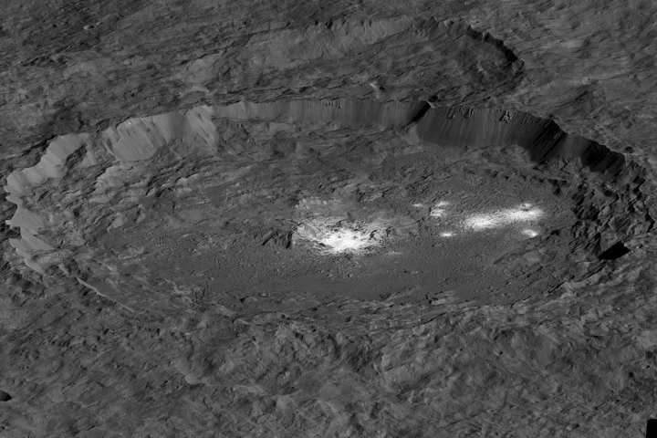 Simulated perspective view of the Occator Crater