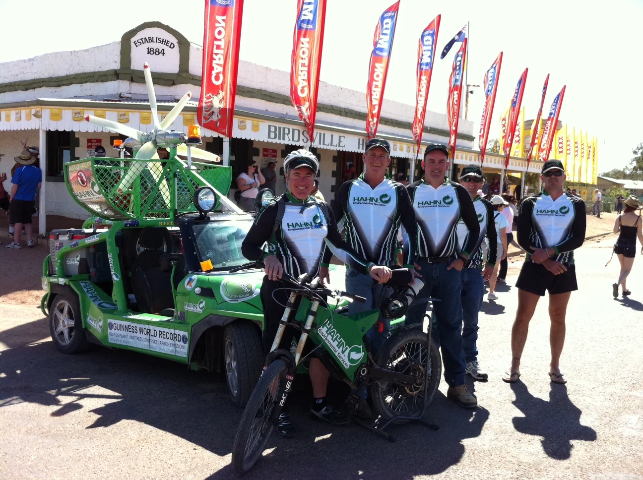 Hahn Environmental CEO Allan Lear and team at the finish in Birdsville - just in time for the races
