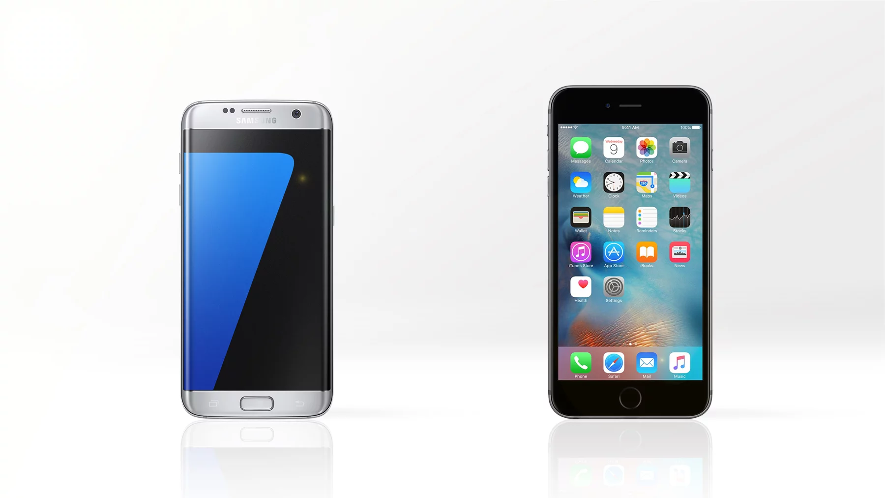 Gizmag compares the features and specs of the Galaxy S7 edge (left) and iPhone 6s Plus