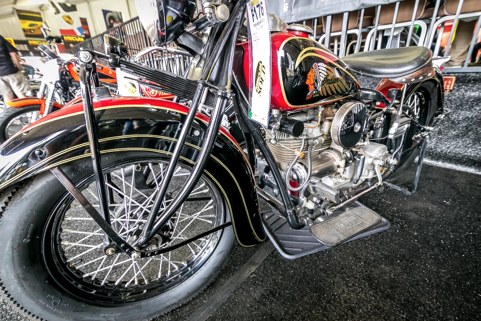 From the last year of the sporty Indian fours, this 1939 model was sold with less than 500 miles since a complete rebuild. It fetched $104,500