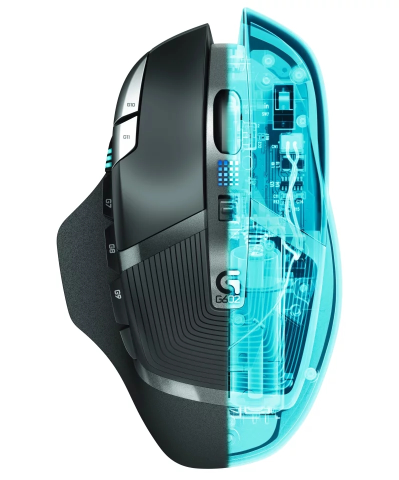 The G602 is claimed to get 250 hours of continuous use from two standard AA-sized batteries in Performance (gaming) mode, and over 1,400 hours in Endurance (non-gaming) mode