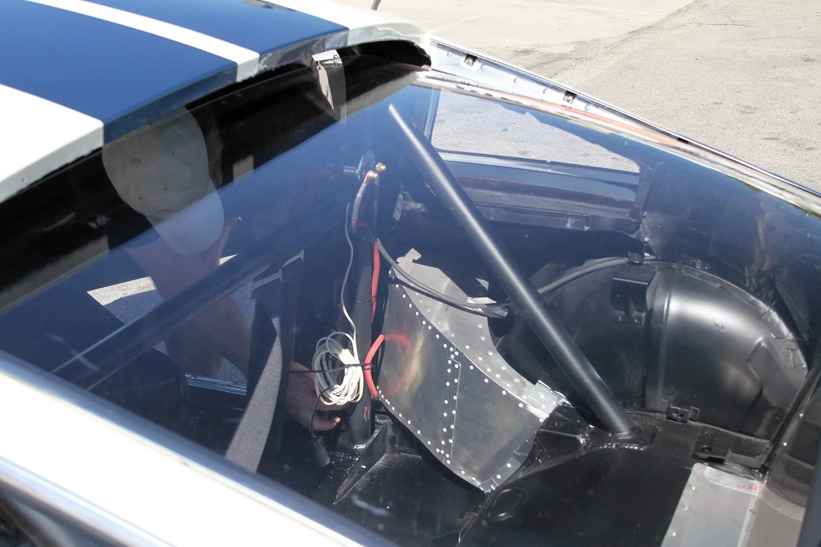 The interior of the GT350R is pared back for racing