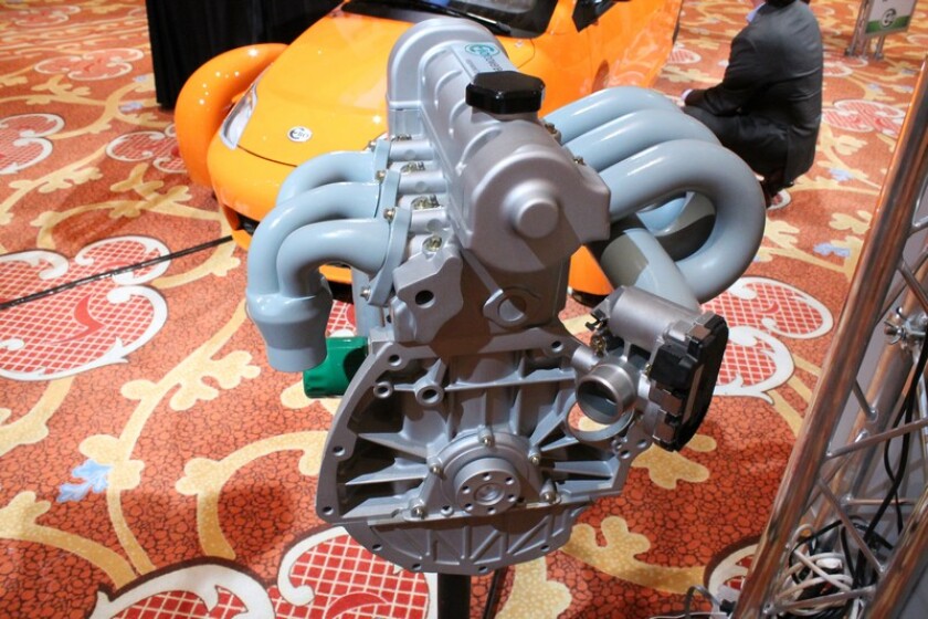 A mock-up of Elio's 0.9-liter 3-cylinder engine (Photo: Eric Mack/Gizmag.com)