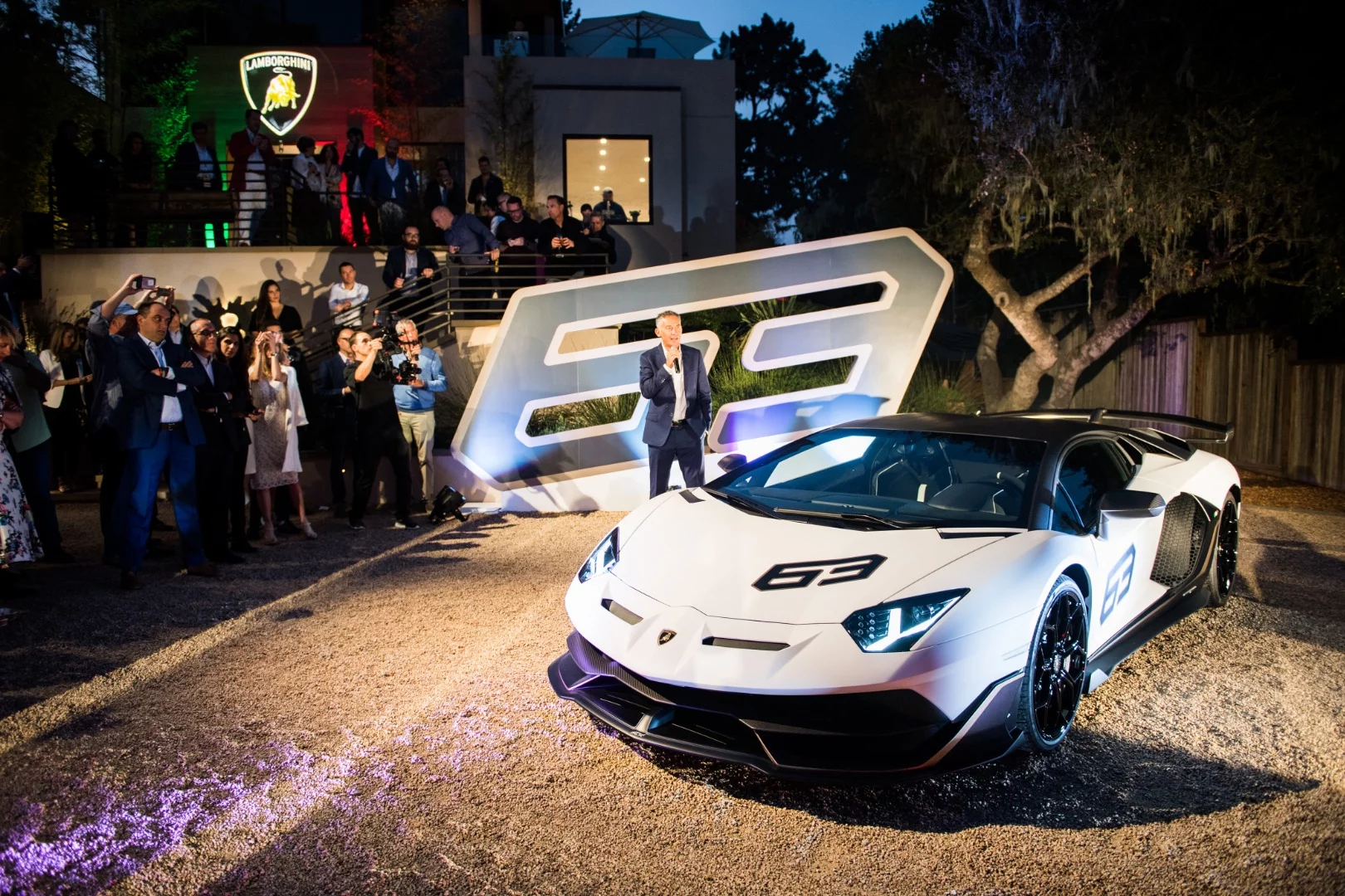 The livery on the Aventador SVJ 63 celebrates Automobili Lamborghin's founding in 1963