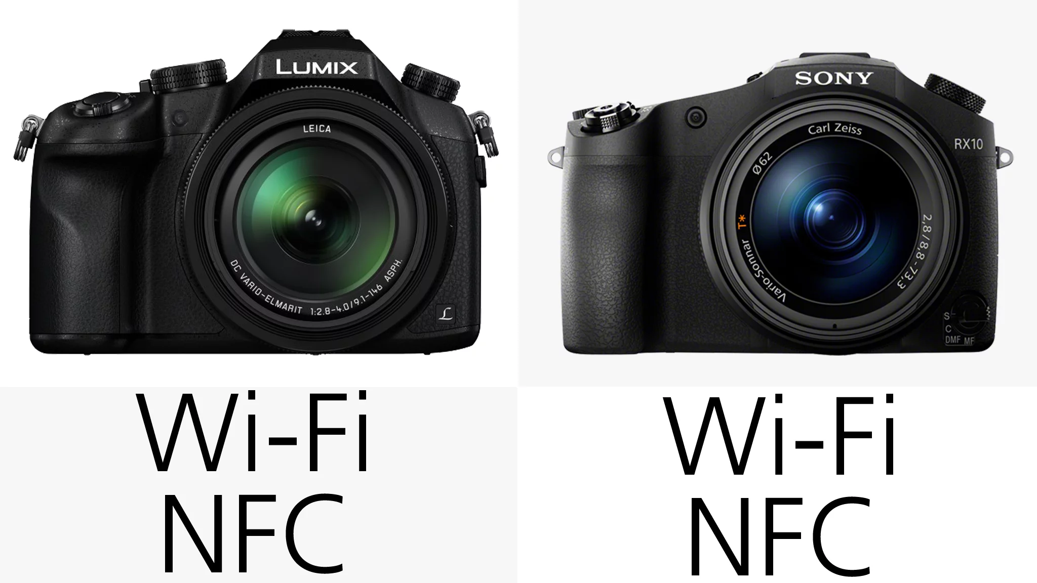 Wi-fi and NFC connectivity is built into both the Sony RX10 and the Panasonic FZ1000