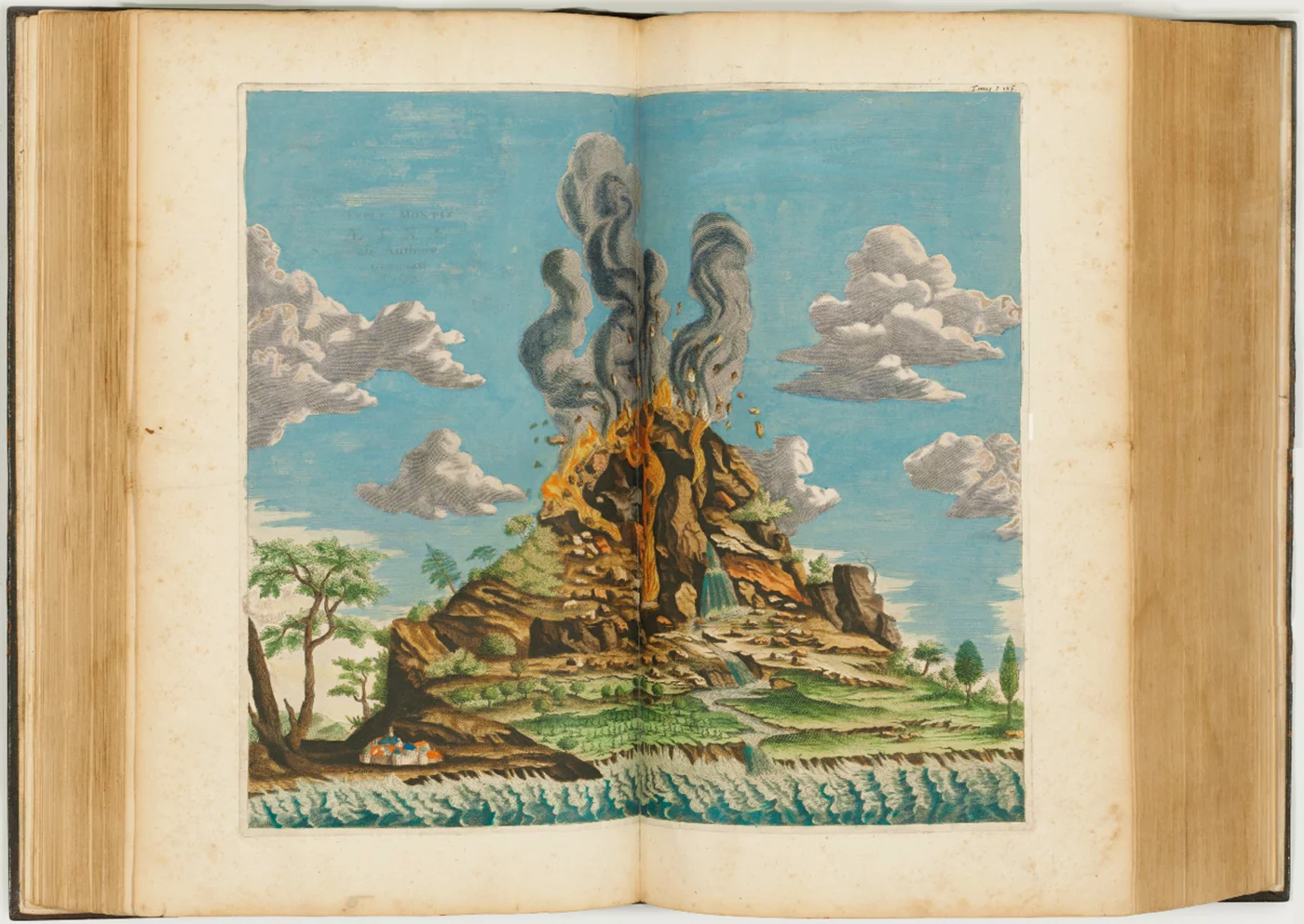 Mundus Subterraneus is the best-known book by German Jesuit scholar and polymath Athanasius Kircher who published 40 major works in the fields of comparative religion, geology, and medicine. Mundus Subterraneus is based on Kircher's visit to Sicily in 1637-38 in which he witnessed the eruptions of Mount Etna and Stromboli. His observations of these volcanoes led him to conclude that the centre of the earth is a massive internal fire for which volcanoes are safety valves. The book also includes discussions about the moon, the sun, eclipses, ocean currents, meteorology, hydraulics, minerals and fossils, poisons, metallurgy and mining, alchemy, herbs, astrological medicine, distillation and fireworks. Mundus Subterraneus was sold for $193,139 (£146,500) by Christies on July 13, 2016