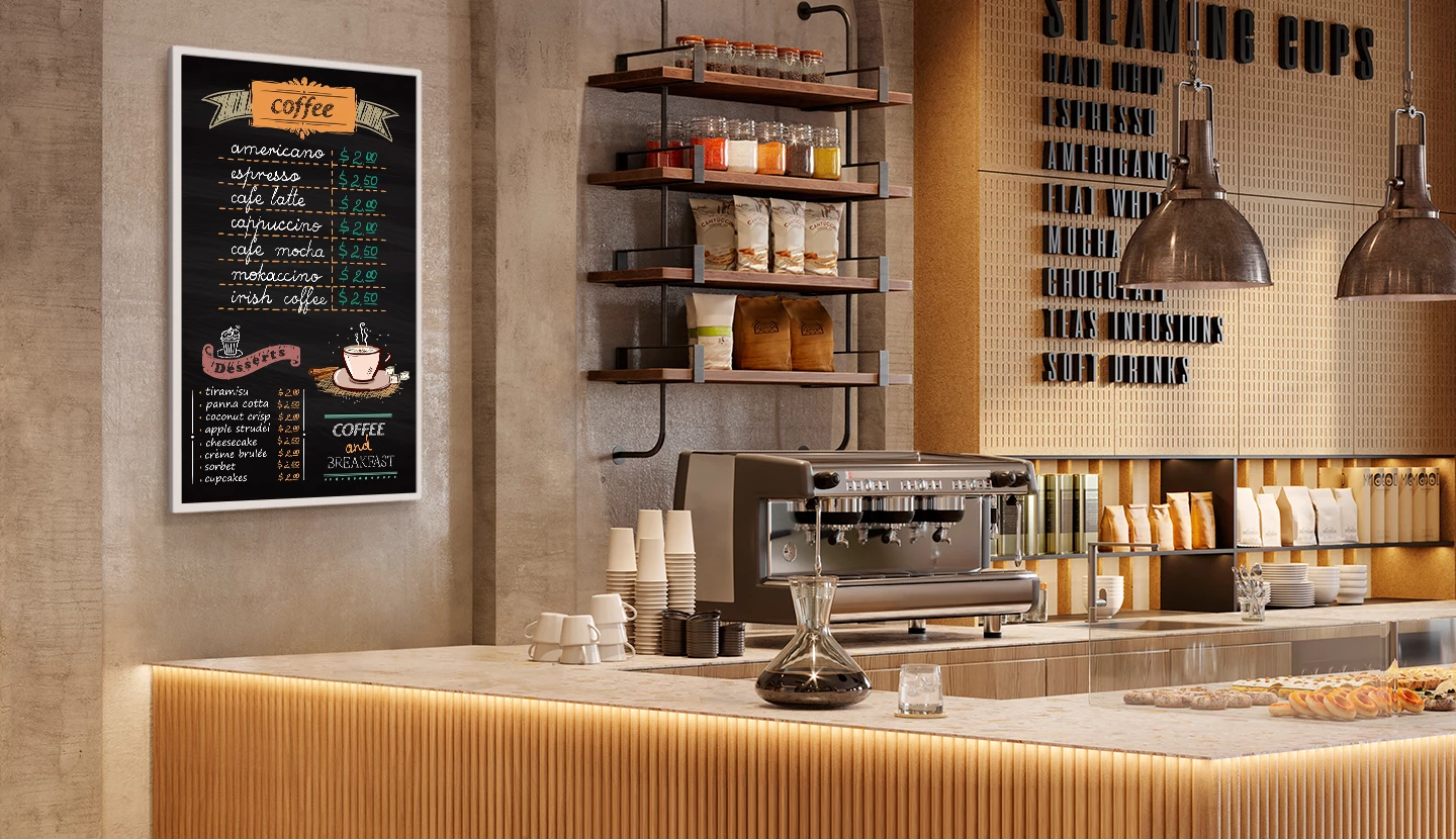 If a business only needs to update onscreen content once per day, such as a coffee shop menu, the EM32DX display's battery could last for up to 199 days on a single charge
