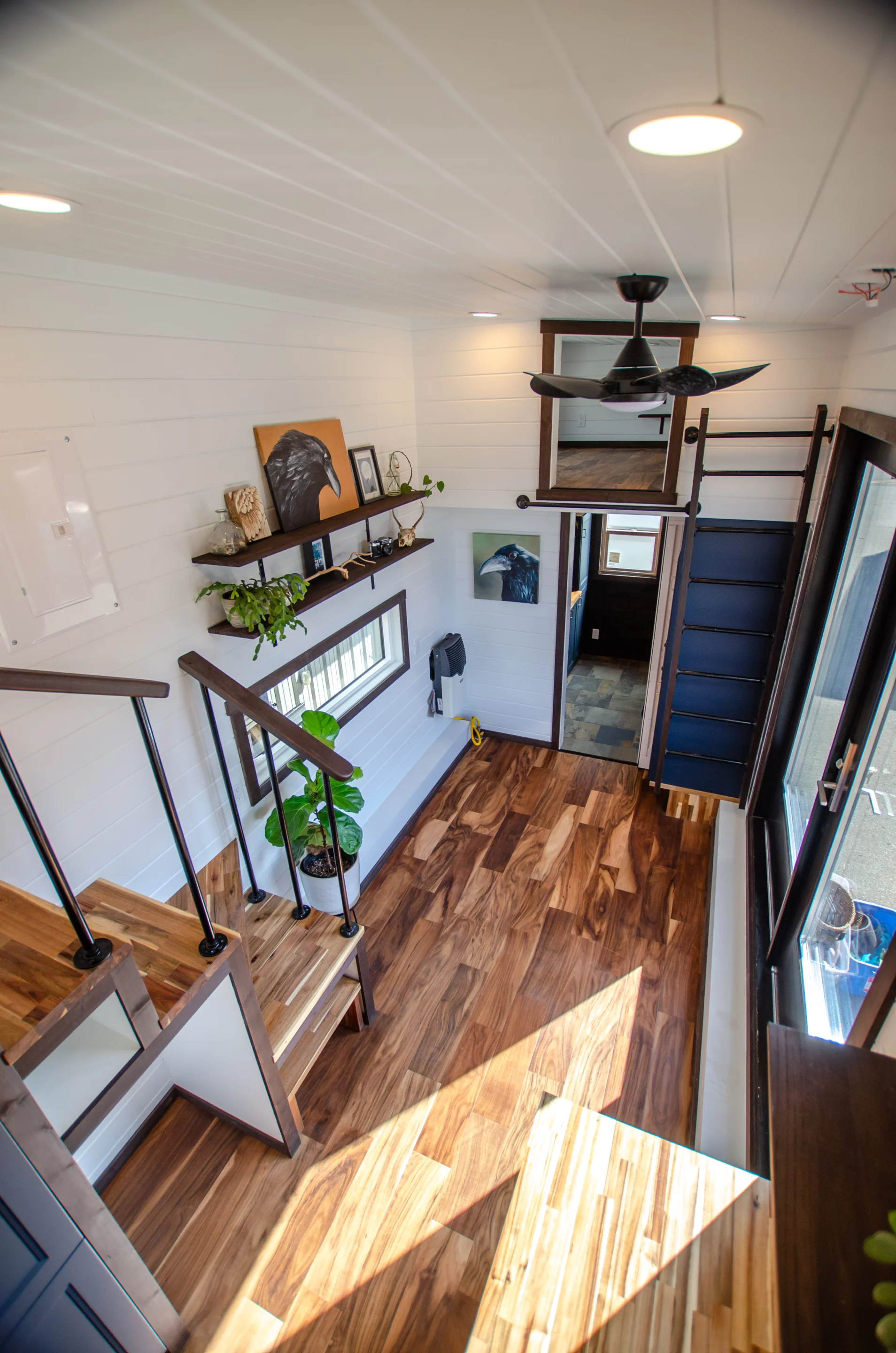 The Raven's secondary bedroom is used as a library and is accessed by a ladder that slides into position