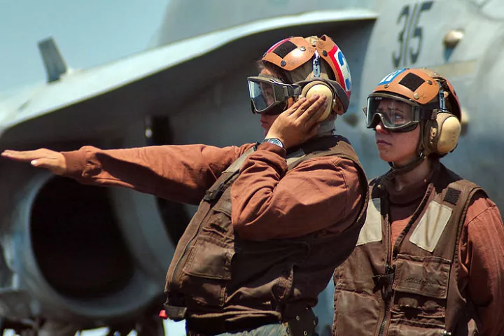 Aircraft carrier deck crews may one day be able to direct autonomous drones, using standard arm signals