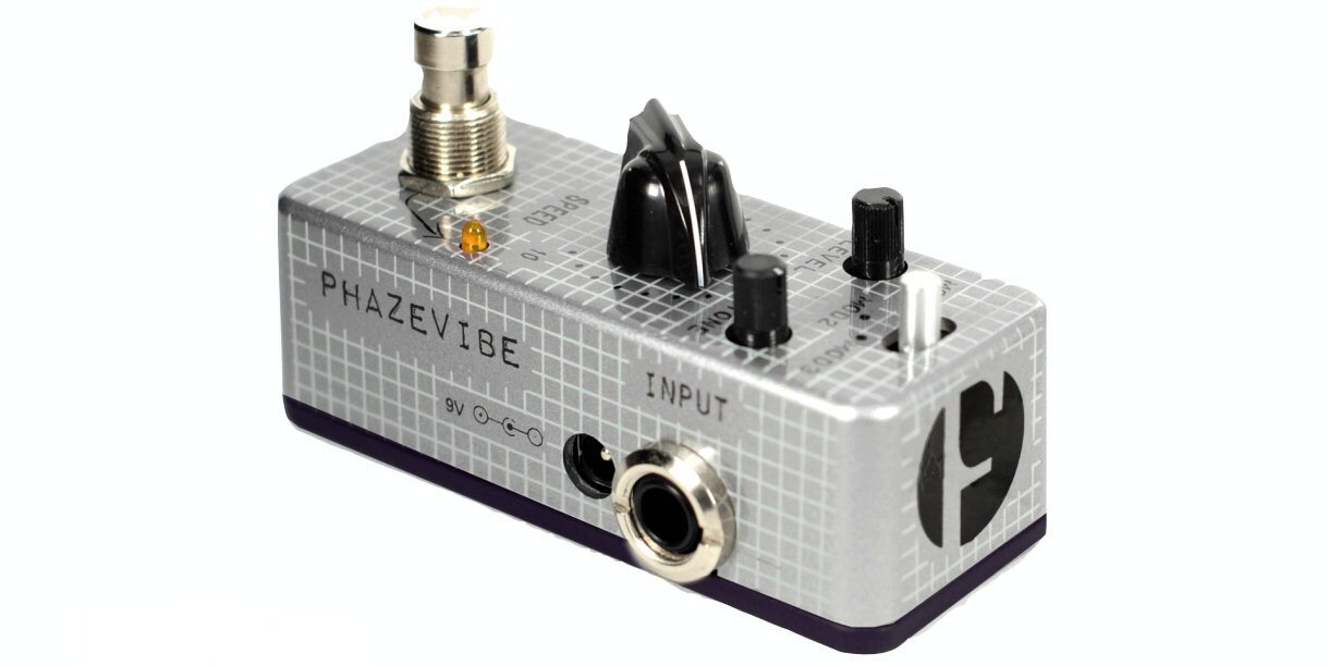 The Eddie Kramer Series PhazeVibe F-Pedal is described as a unique-sounding combination of phaser, uni-vibe, wah and leslie all in one pedal