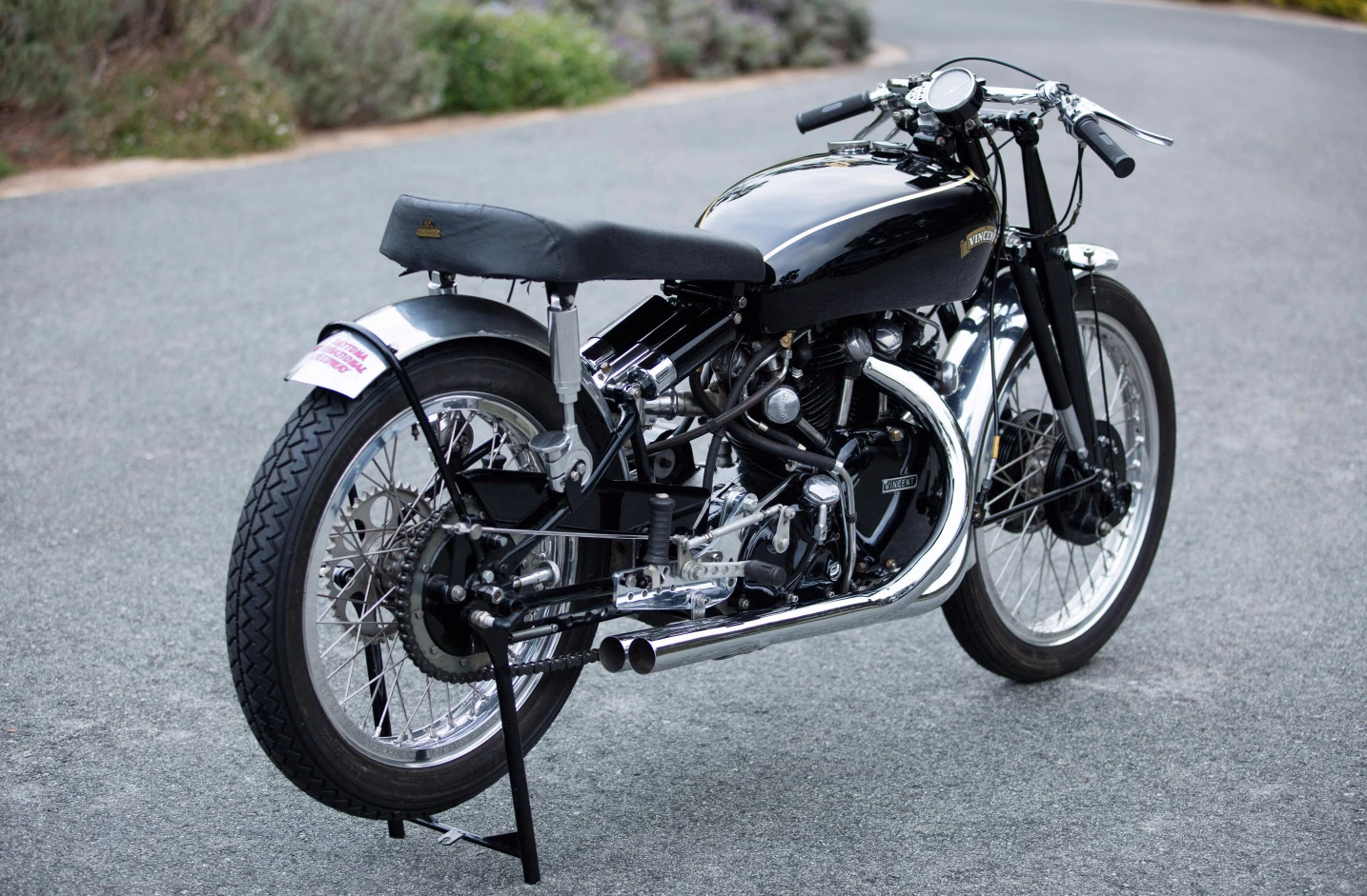 The Ex-Ed LaBelle road racer and drag bike 1952 Vincent Black Shadow Special is expected to sell for $200,000 to $240,000