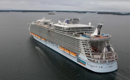Oasis of the seas departs Finland on her way to the US for the launch ceremony