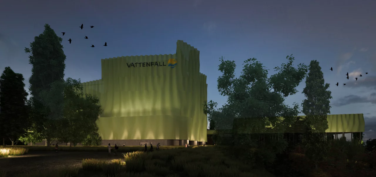 Though initially the idea would be to erect a green textile structure to create an immediate visual barrier, this would be replaced over time with meshes which would support climbing vegetation (Image: AZPA)