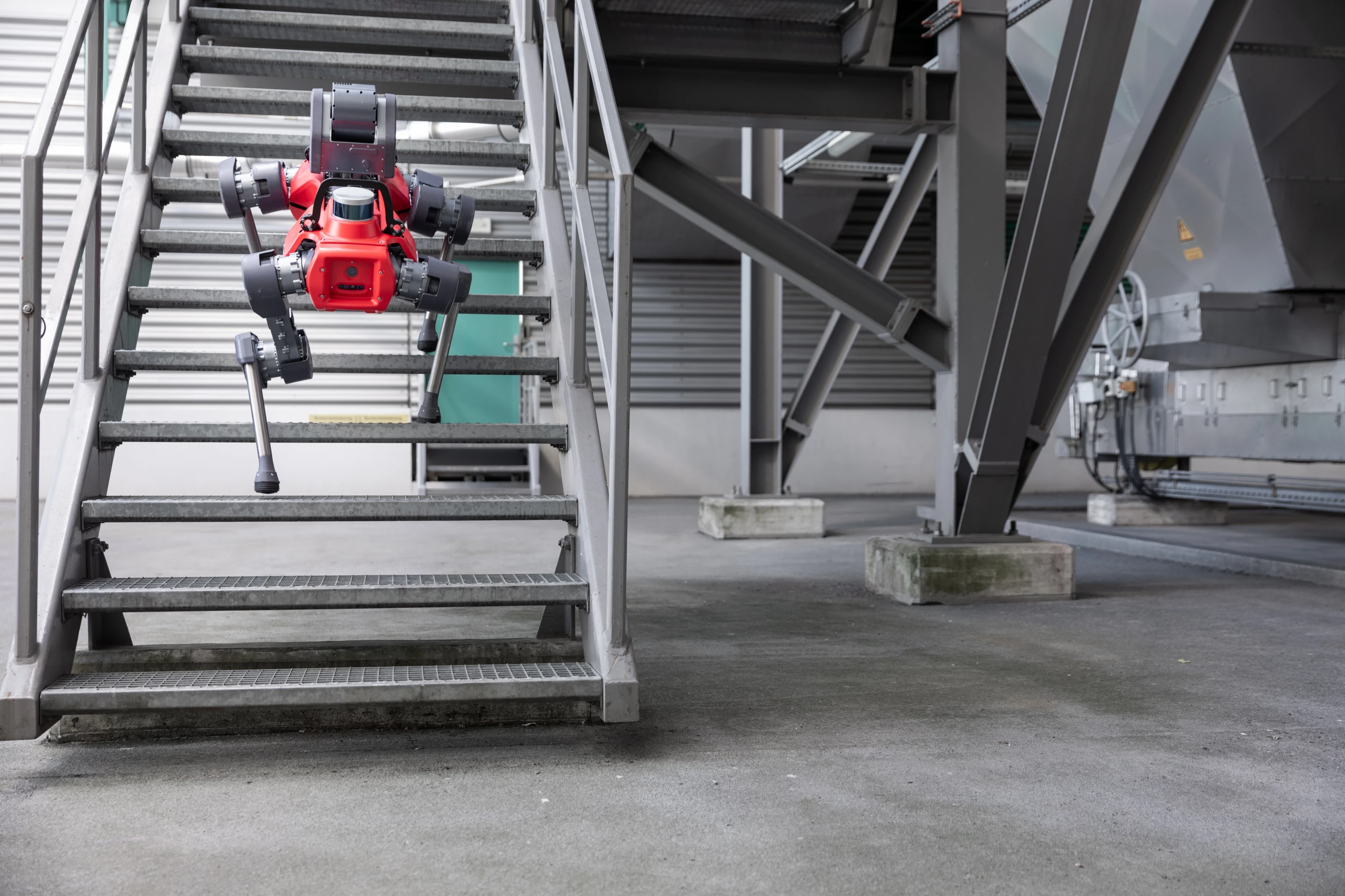 Inclines, stairs, uneven ground and obstacles are no match for the ANYmal D walking robot
