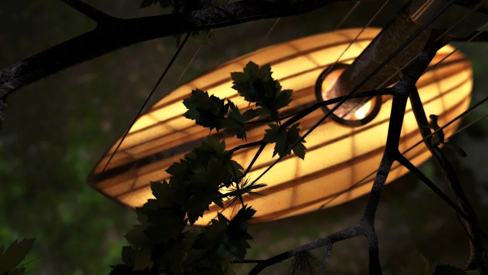 Made from locally-harvested FSC-certified wood, the curved villa frames will be suspended from a steel shoulder and cable system that hugs the tree trunk