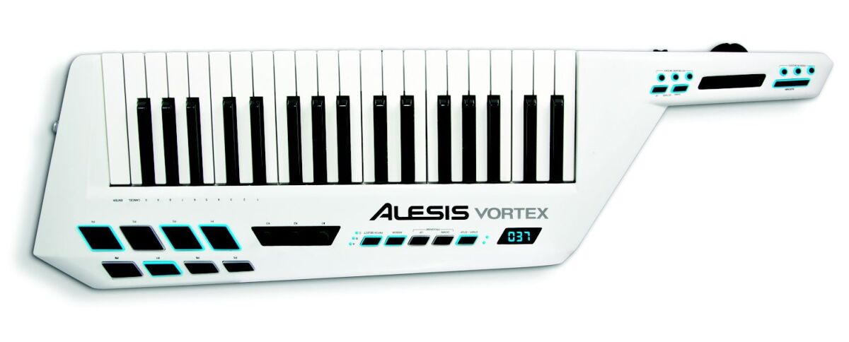 The Vortex features a playing area made up of 37 pressure-sensitive keys, above which are velocity-sensitive pads and transport and patch select controls