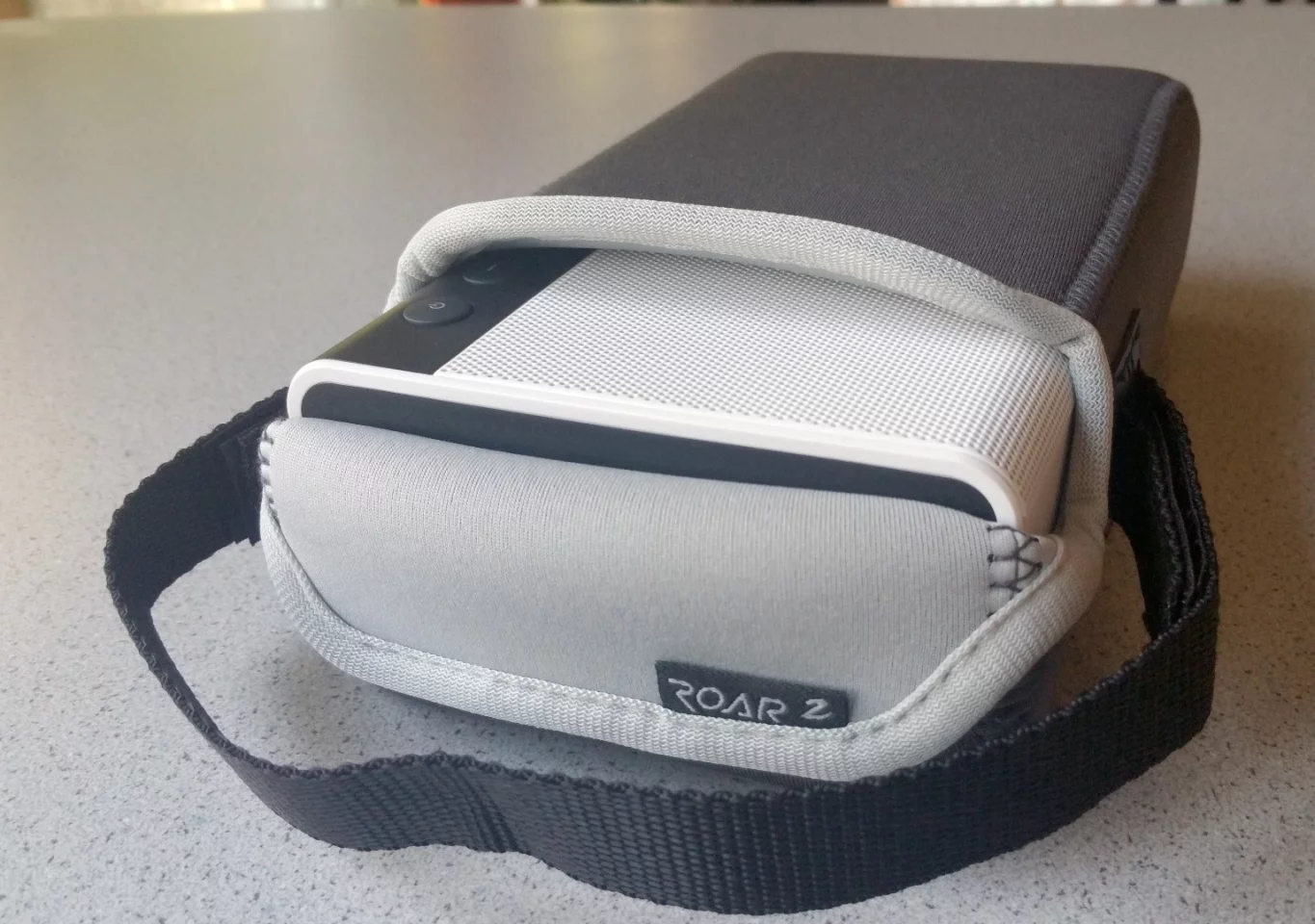 Creative Labs' neoprene case (sold separately) provides a snug fit and cushioning for the Sound Blaster Roar 2 speaker