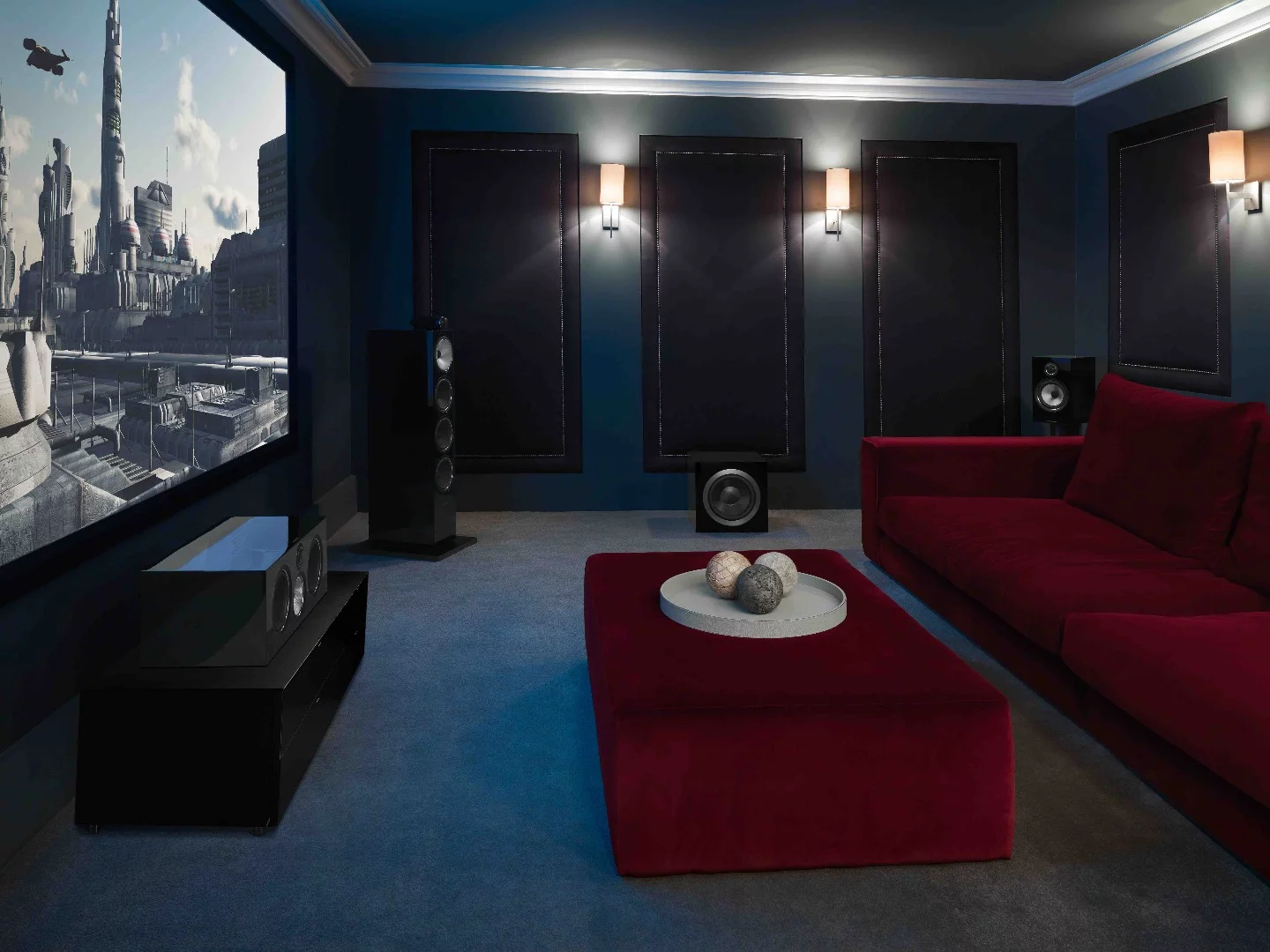 Bowers & Wilkins 700 Series speakers used in a home cinema setup