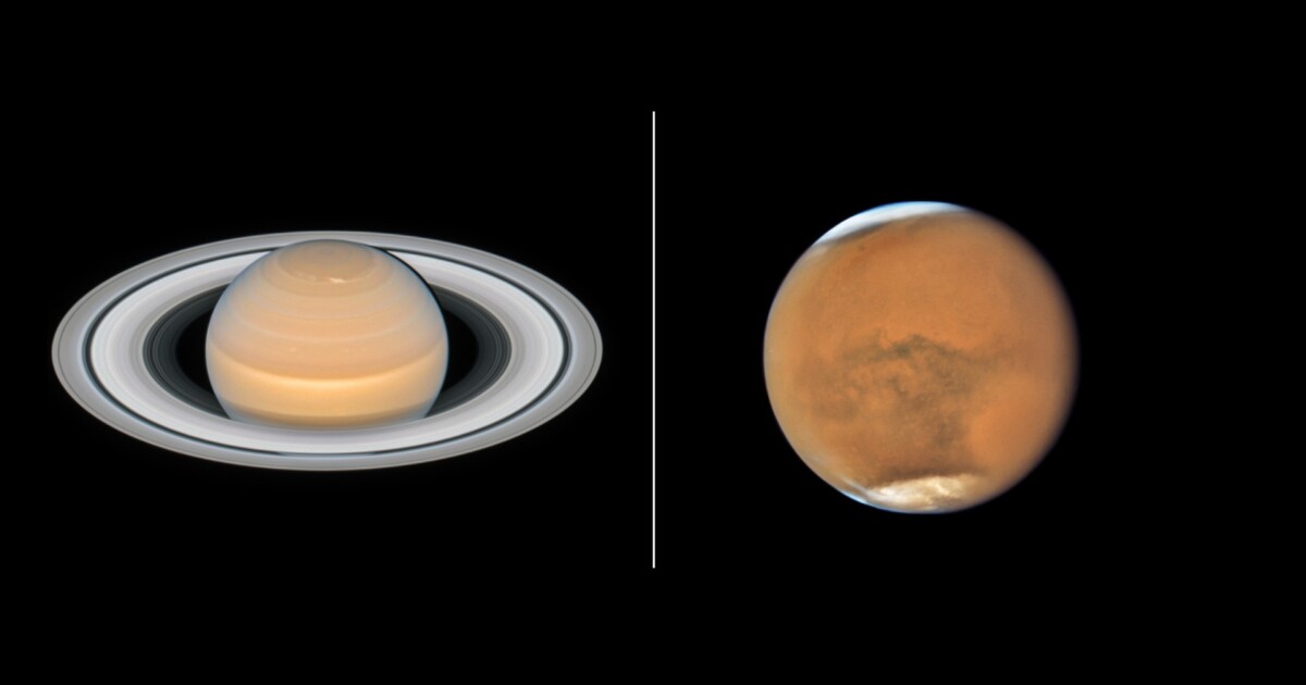 Hubble snaps striking nearopposition portraits of Mars and Saturn