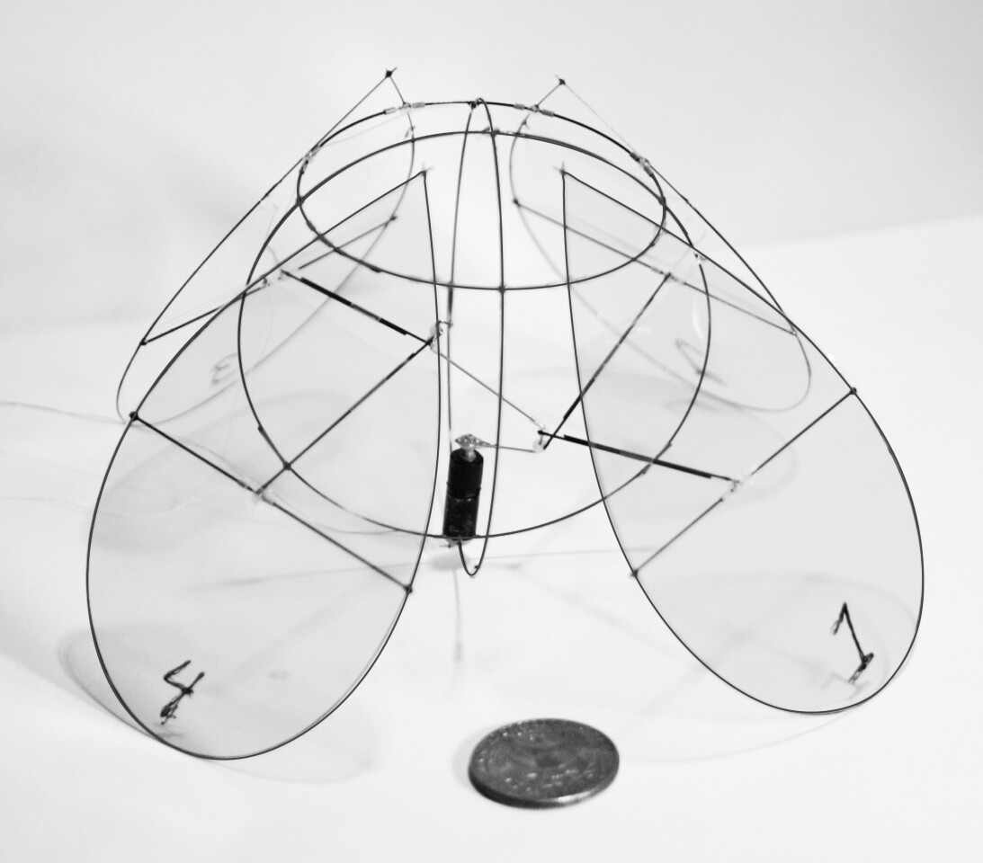 The machine consists of four wings that are arranged "like the petals of a flower," that flap at a rate of 20 times per second (Photo: Leif Ristroph)