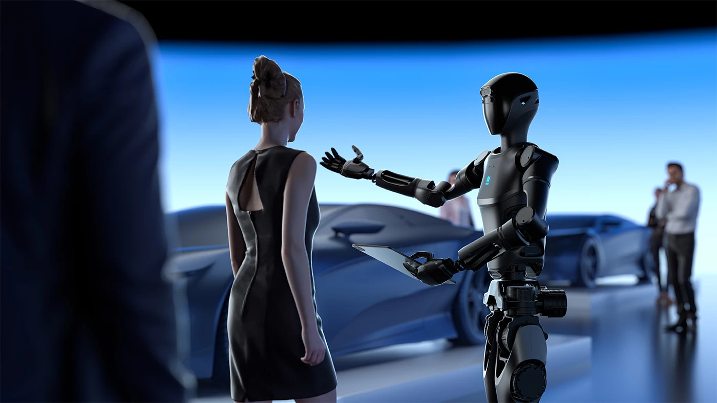 Pudu believes that in the near future, you'll visit a car dealership and discuss specs with a robot